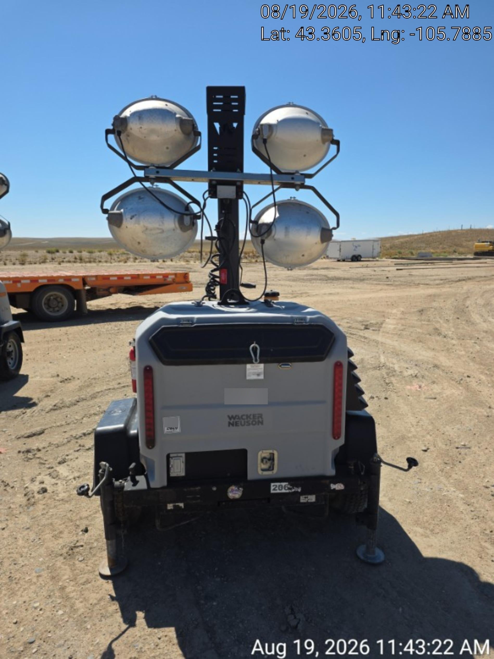 2018 Wacker Neuson LTV6L-MH Wacker Neuson LTV6L Mobile Light Tower w/Fuel Level Sensor Installed