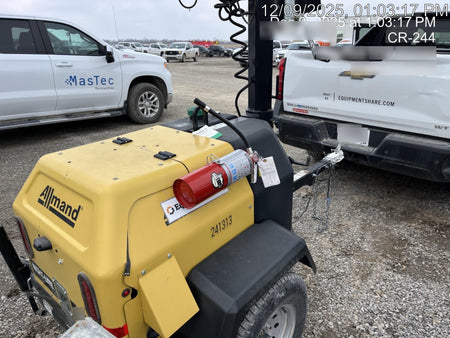 2022 Allmand NLV3GR (4) LED Light Fixture 350W, 23' Vertical Mast, 3kW Prime, Towable, Deep Sea L401, Leveling Jacks, Yanmar T4F 5.8hp