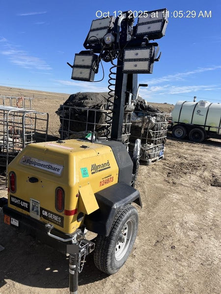 2020 Allmand NLV3GR (4) LED Light Fixture 350W, 23' Vertical Mast, 3kW Prime, Towable, Deep Sea L401, Leveling Jacks, Yanmar T4F 5.8hp
