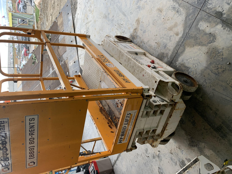 Custom Equipment HB-1430 Hy-Brid Scissor Lift
Platform capacity up to 670 lbs
Working height up to 20 ft
Weighs under 1,700 lbs
Non-marking wheels