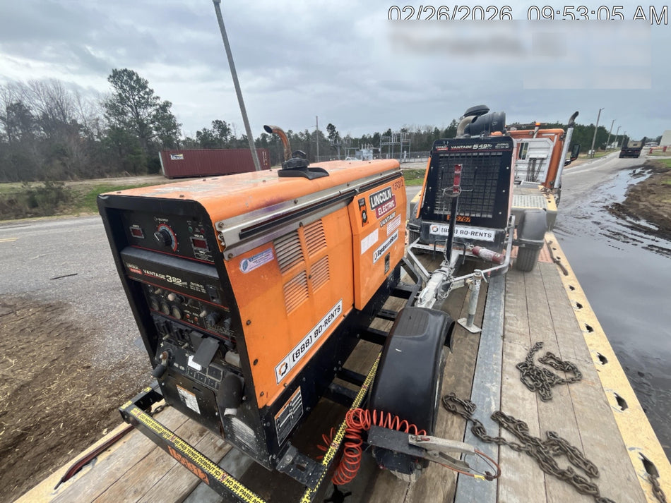 2021 Lincoln Electric Vantage 322 Vantage 322 Ready Pak 3 w/ Decals, ORANGE (includes trailer, cable rack, fender light kit) NO Telematics