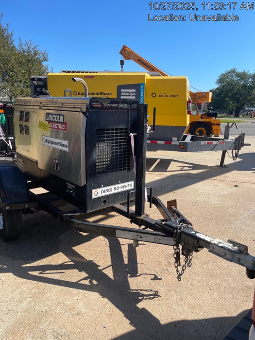 2019 Lincoln Electric Vantage 322 Welder Ready-Pak 3, Two wheel trailer, Fender and Light kit, Cable Rack