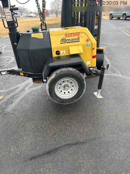 2022 Allmand NLV3GR (4) LED Light Fixture 350W, 23' Vertical Mast, 3kW Prime, Towable, Deep Sea L401, Leveling Jacks, Yanmar T4F 5.8hp