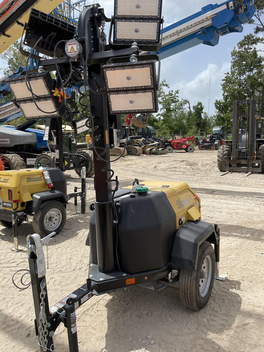 2022 Allmand NLV3GR (4) LED Light Fixture 350W, 23' Vertical Mast, 3kW Prime, Towable, Deep Sea L401, Leveling Jacks, Yanmar T4F 5.8hp