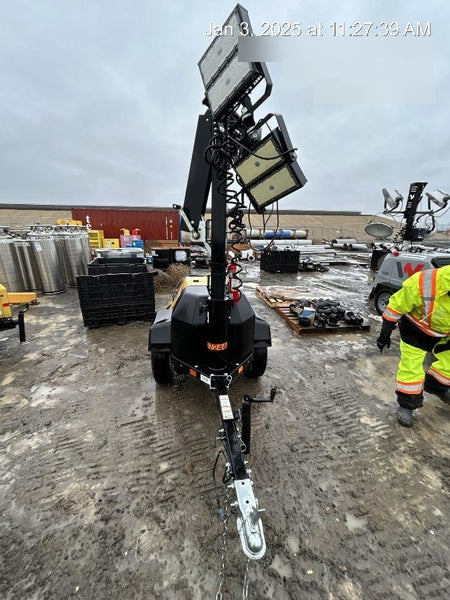 2021 Allmand NLV3GR (4) LED Light Fixture 350W, 23' Vertical Mast, 3kW Prime, Towable, Deep Sea L401, Leveling Jacks, Yanmar T4F 5.8hp
