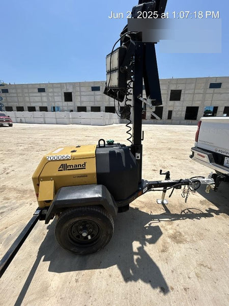 2022 Allmand NLV3GR (4) LED Light Fixture 350W, 23' Vertical Mast, 3kW Prime, Towable, Deep Sea L401, Leveling Jacks, Yanmar T4F 5.8hp