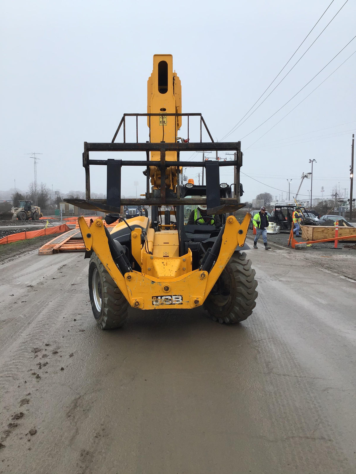 2019 JCB 510-56 74 HP w/Open ROPS, Beacon, Aux Hydraulics, Worklights, Solid Tires 60" Carriage/Forks