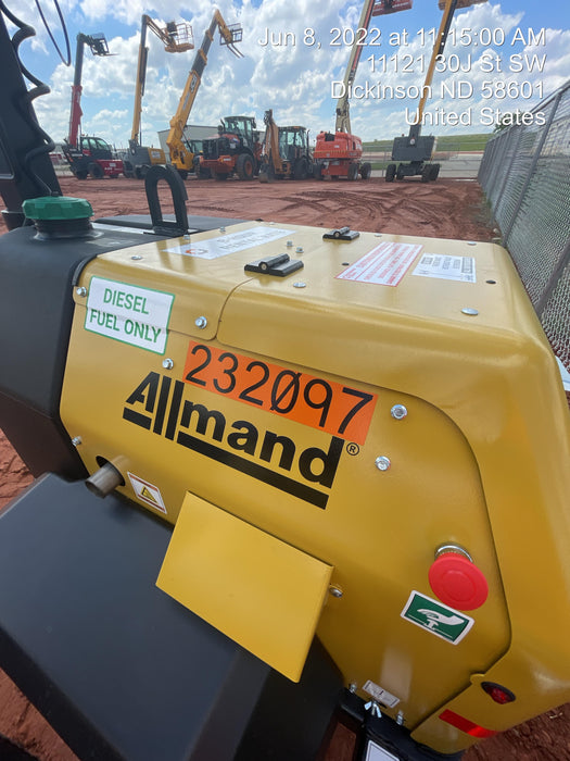 2022 Allmand NLV3GR (4) LED Light Fixture 350W, 23' Vertical Mast, 3kW Prime, Towable, Deep Sea L401, Leveling Jacks, Yanmar T4F 5.8hp