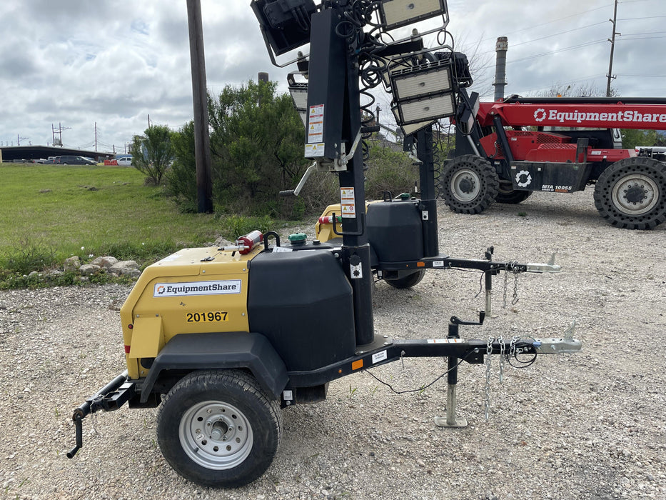 2022 Allmand NLV3GR (4) LED Light Fixture 350W, 23' Vertical Mast, 3kW Prime, Towable, Deep Sea L401, Leveling Jacks, Yanmar T4F 5.8hp