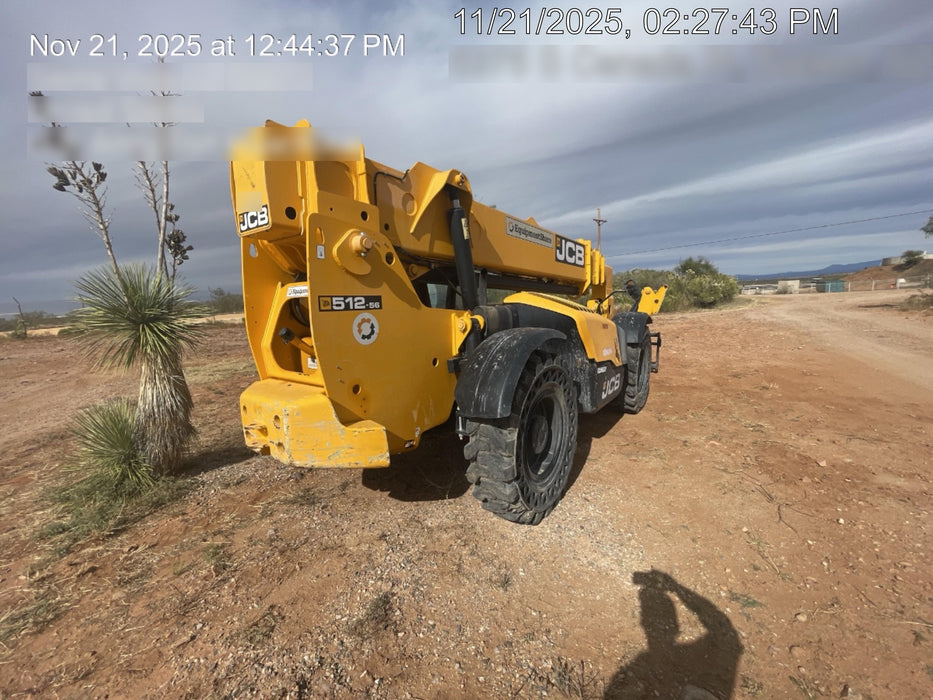 2020 JCB 512-56 Canopy, 74 HP, Solid Tires, STD Worklight, Beacon, Aux Hydraulics, Lifting Eye, Backup Alarm w/66" Carriage, 60" Forks