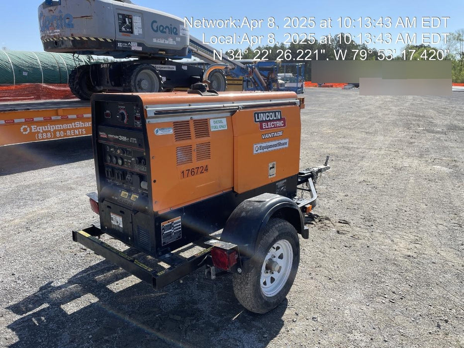 2021 Lincoln Electric Vantage 322 Vantage 322 Ready Pak 3 w/ Decals, ORANGE (includes trailer, cable rack, fender light kit) NO Telematics