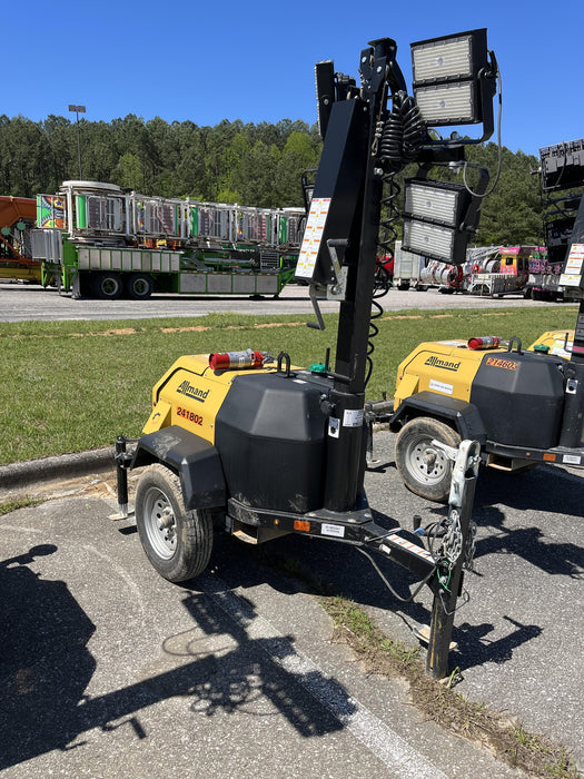 2022 Allmand NLV3GR (4) LED Light Fixture 350W, 23' Vertical Mast, 3kW Prime, Towable, Deep Sea L401, Leveling Jacks, Yanmar T4F 5.8hp