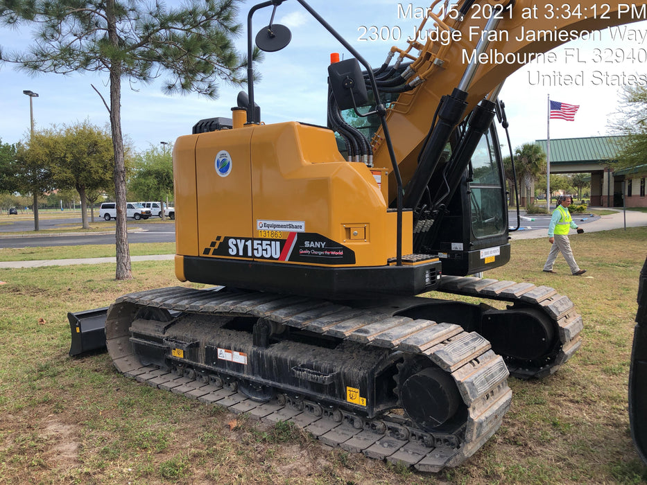 2020 Sany SY155U Rubber Tracks, Front Blade