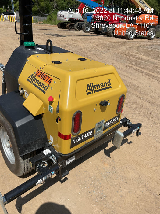 2022 Allmand NLV3GR (4) LED Light Fixture 350W, 23' Vertical Mast, 3kW Prime, Towable, Deep Sea L401, Leveling Jacks, Yanmar T4F 5.8hp