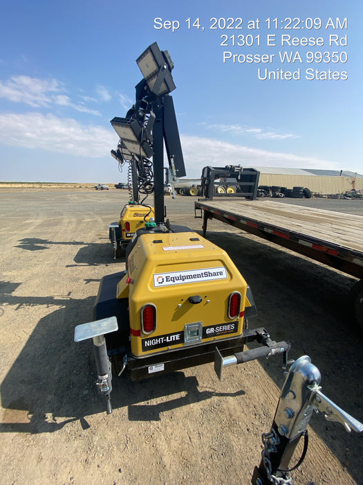 2020 Allmand NLV3GR (4) LED Light Fixture 350W, 23' Vertical Mast, 3kW Prime, Towable, Deep Sea L401, Leveling Jacks, Yanmar T4F 5.8hp