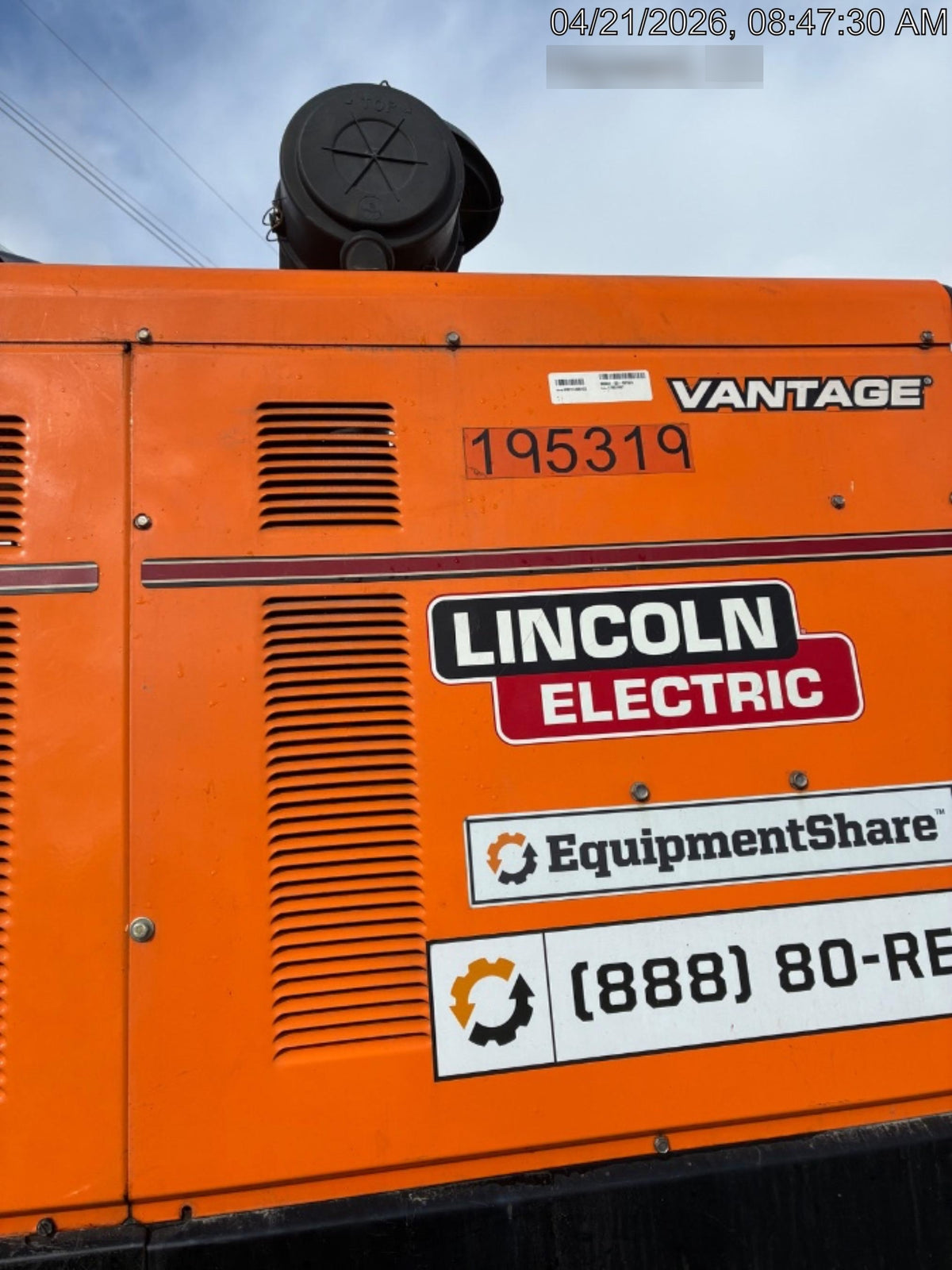 2021 Lincoln Electric Vantage 549X Ready Pak 3, ORANGE (includes trailer, cable rack, fender light kit)