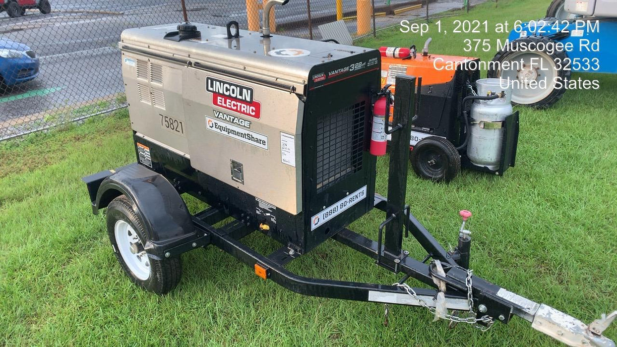 2020 Lincoln Electric Vantage 322 Welder Ready-Pak 3, w/ GPS & Decals (includes trailer, cable rack, fender light kit)
