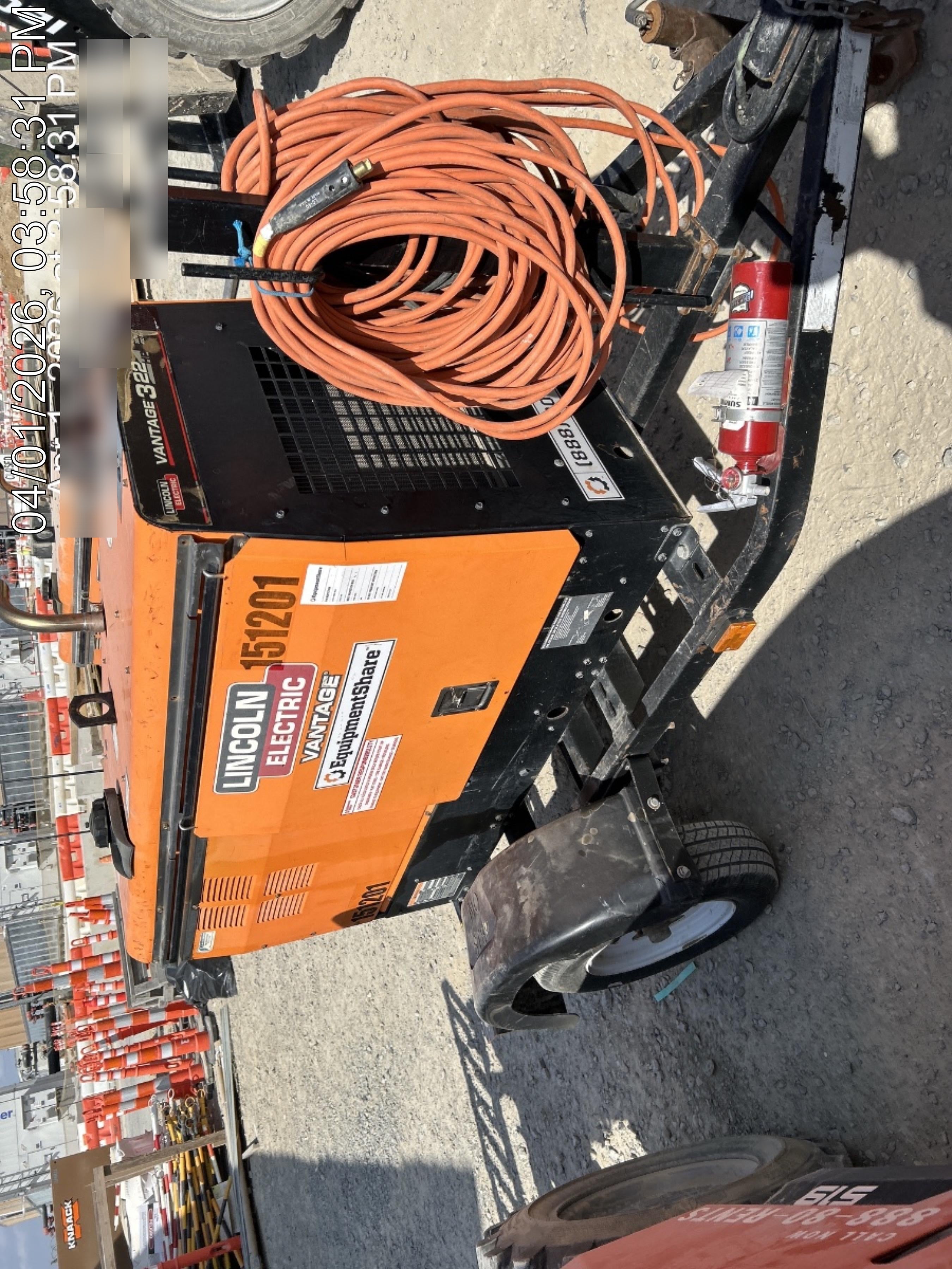 2021 Lincoln Electric Vantage 322 Vantage 322 Ready Pak 3 w/ Telematics & Decals, ORANGE (includes trailer, cable rack, fender light kit)