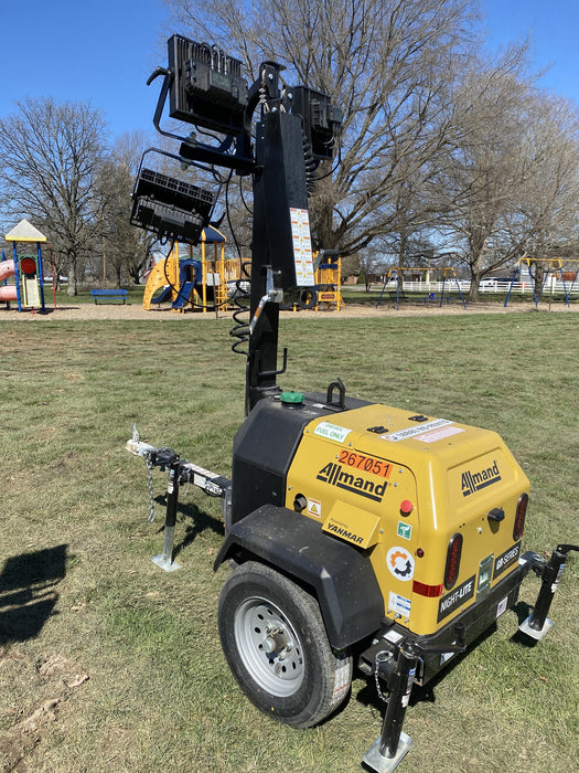 2022 Allmand NLV3GR (4) LED Light Fixture 350W, 23' Vertical Mast, 3kW Prime, Towable, ES Decals, T3