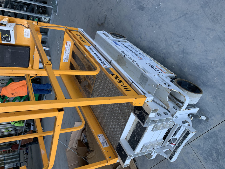 Custom Equipment HB-1430 Hy-Brid Scissor Lift
Platform capacity up to 670 lbs
Working height up to 20 ft
Weighs under 1,700 lbs
Non-marking wheels