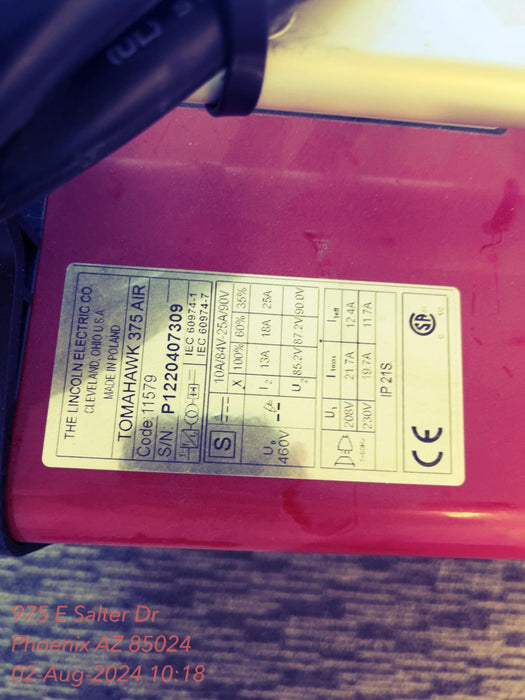 2022 LINCOLN ELECTRIC TOMAHAWK 375