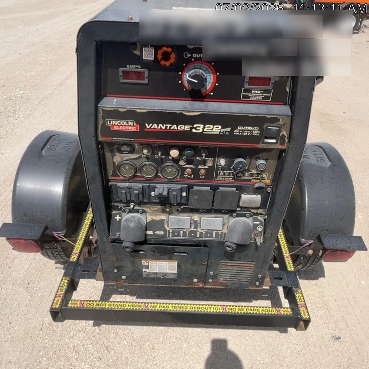 2019 Lincoln Electric Vantage 322 Ready-Pak 3, Two Wheel Trailer, Fender and Light Kit, Cable Rack