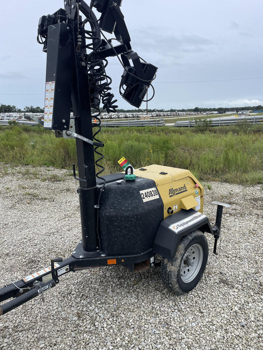 2022 Allmand NLV3GR (4) LED Light Fixture 350W, 23' Vertical Mast, 3kW Prime, Towable, Deep Sea L401, Leveling Jacks, Yanmar T4F 5.8hp