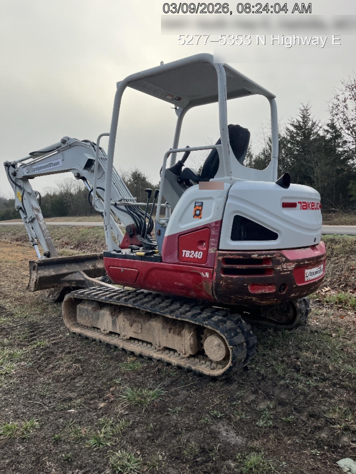 2019 Takeuchi TB240 Takeuchi TB240 Canopy w/Rubber Tracks, Auxiliary Hydraulics, Manual QC, Hydraulic Thumb, 12/18/24" Buckets