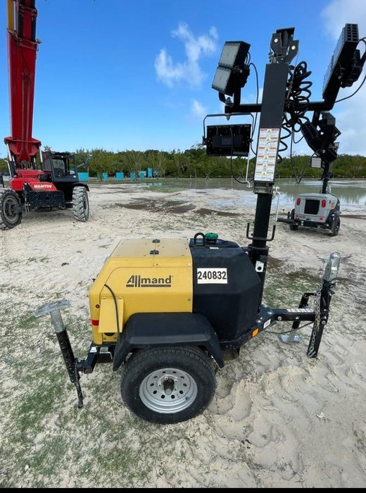 2022 Allmand NLV3GR (4) LED Light Fixture 350W, 23' Vertical Mast, 3kW Prime, Towable, Deep Sea L401, Leveling Jacks, Yanmar T4F 5.8hp