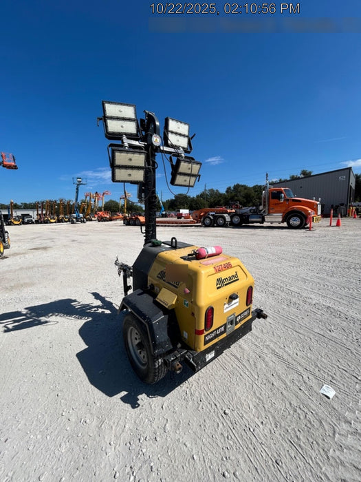 2021 Allmand NLV3GR (4) LED Light Fixture 350W, 23' Vertical Mast, 3kW Prime, Towable, Deep Sea L401, Leveling Jacks, Yanmar T4F 5.8hp