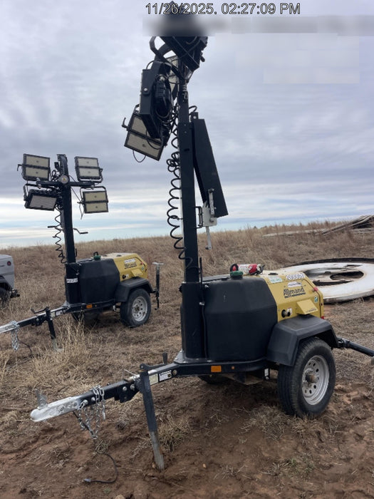 2022 Allmand NLV3GR (4) LED Light Fixture 350W, 23' Vertical Mast, 3kW Prime, Towable, ES Decals, T3