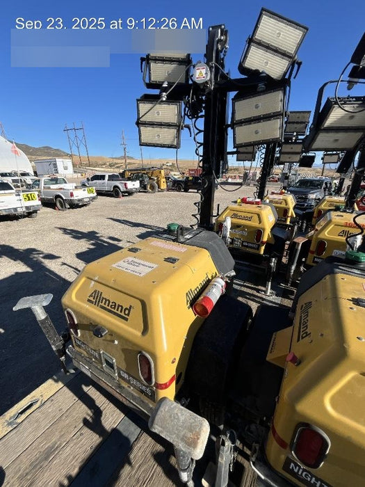 2022 Allmand NLV3GR (4) LED Light Fixture 350W, 23' Vertical Mast, 3kW Prime, Towable, ES Decals, T3