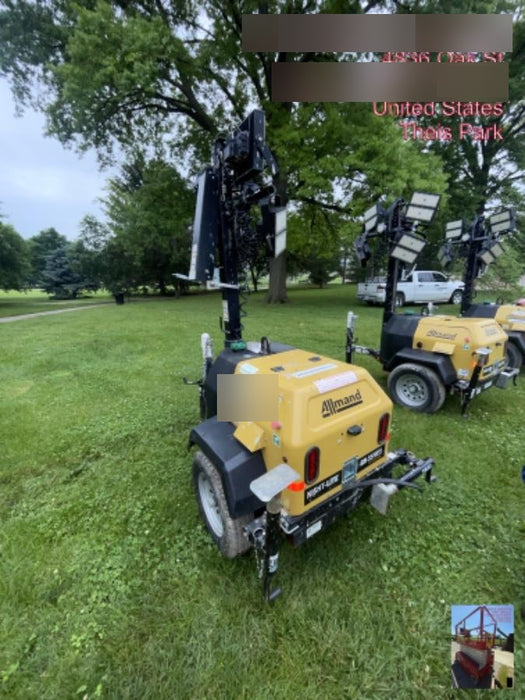 2022 Allmand NLV3GR (4) LED Light Fixture 350W, 23' Vertical Mast, 3kW Prime, Towable, Deep Sea L401, Leveling Jacks, Yanmar T4F 5.8hp