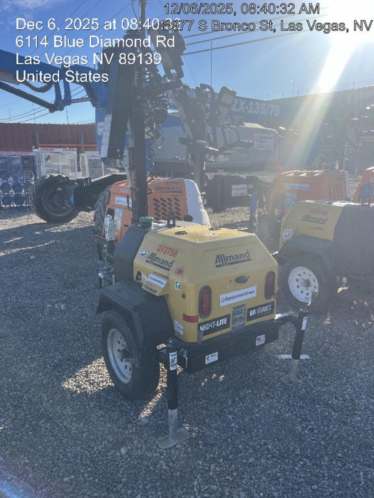 2022 Allmand NLV3GR (4) LED Light Fixture 350W, 23' Vertical Mast, 3kW Prime, Towable, ES Decals, T3