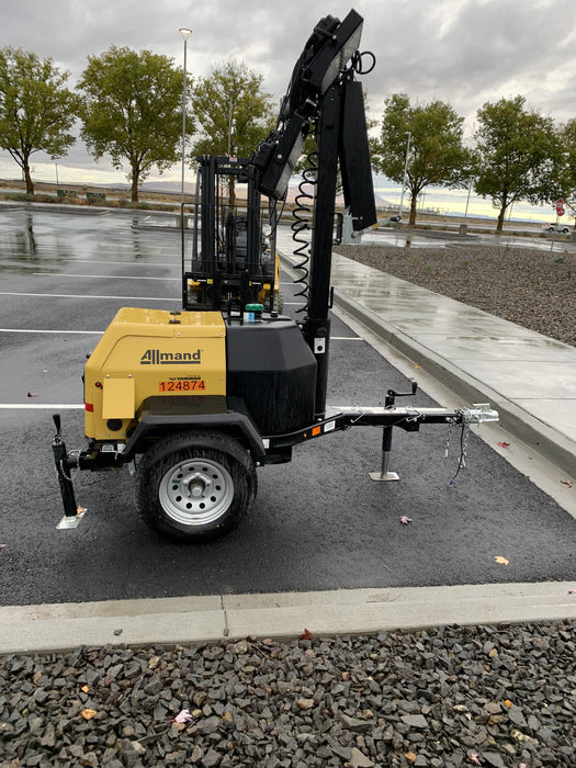 2020 Allmand NLV3GR (4) LED Light Fixture 350W, 23' Vertical Mast, 3kW Prime, Towable, Deep Sea L401, Leveling Jacks, Yanmar T4F 5.8hp