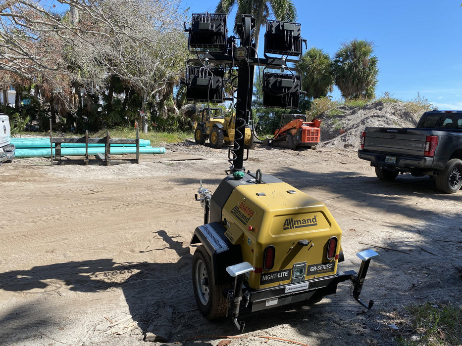 2022 Allmand NLV3GR (4) LED Light Fixture 350W, 23' Vertical Mast, 3kW Prime, Towable, ES Decals, T3