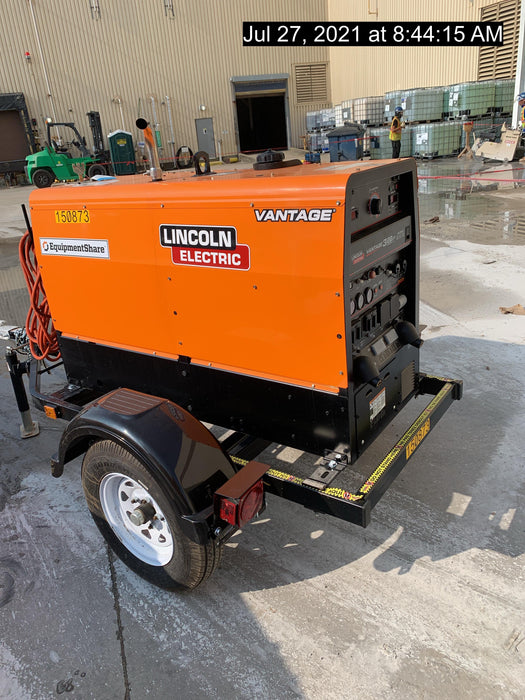 2021 Lincoln Electric Vantage 322 Vantage 322 Ready Pak 3 w/ Telematics & Decals, ORANGE (includes trailer, cable rack, fender light kit)