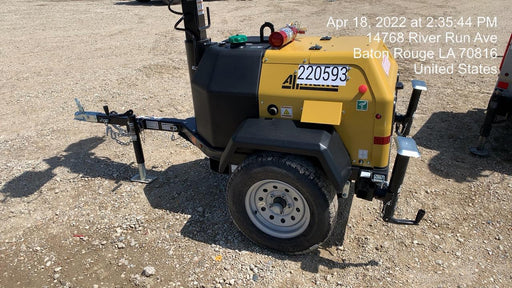 2022 Allmand NLV3GR (4) LED Light Fixture 350W, 23' Vertical Mast, 3kW Prime, Towable, Deep Sea L401, Leveling Jacks, Yanmar T4F 5.8hp