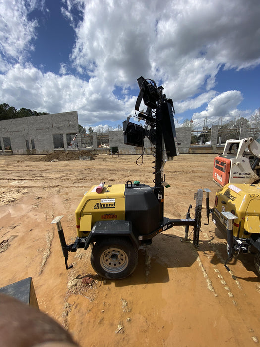 2021 Allmand NLV3GR (4) LED Light Fixture 350W, 23' Vertical Mast, 3kW Prime, Towable, Deep Sea L401, Leveling Jacks, Yanmar T4F 5.8hp