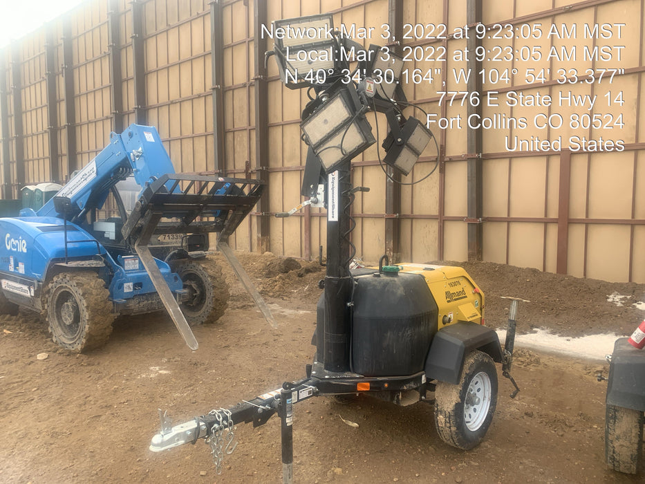 2021 Allmand NLV3GR (4) LED Light Fixture 350W, 23' Vertical Mast, 3kW Prime, Towable, Deep Sea L401, Leveling Jacks, Yanmar T4F 5.8hp