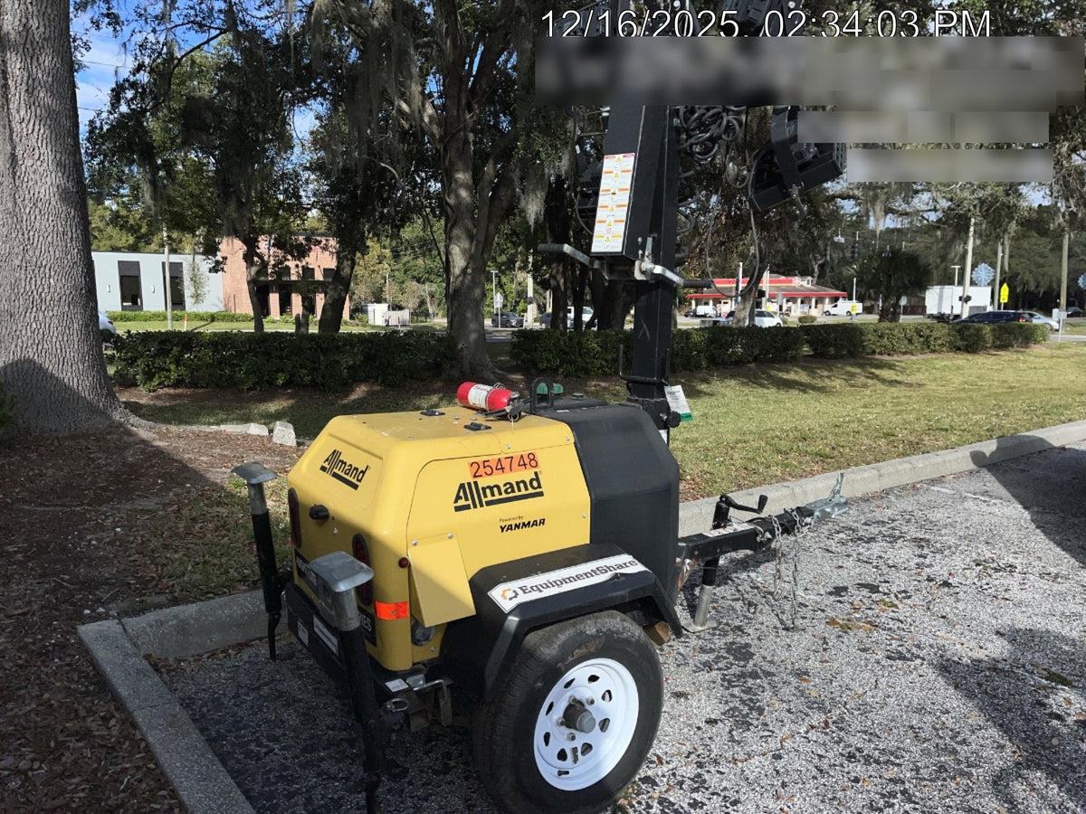 2022 Allmand NLV3GR (4) LED Light Fixture 350W, 23' Vertical Mast, 3kW Prime, Towable, ES Decals, T3