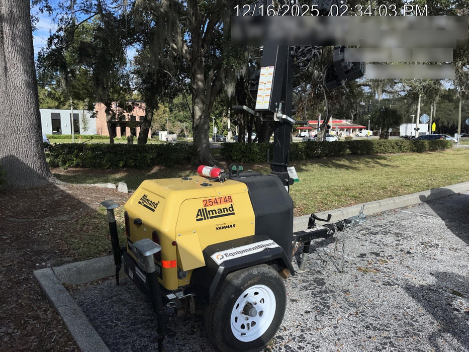 2022 Allmand NLV3GR (4) LED Light Fixture 350W, 23' Vertical Mast, 3kW Prime, Towable, ES Decals, T3