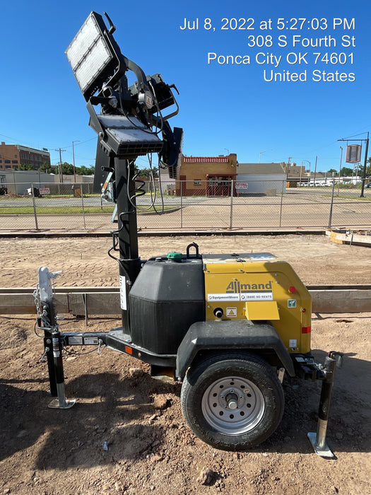 2022 Allmand NLV3GR (4) LED Light Fixture 350W, 23' Vertical Mast, 3kW Prime, Towable, Deep Sea L401, Leveling Jacks, Yanmar T4F 5.8hp