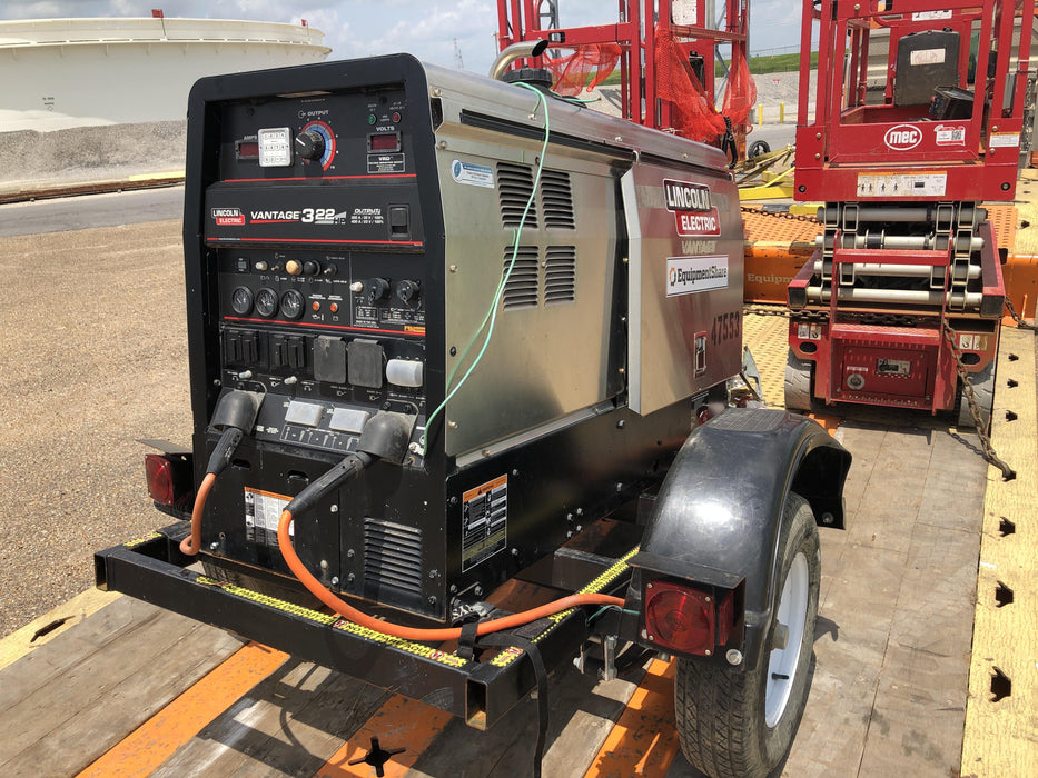 2019 Lincoln Electric Vantage 322 Ready-Pak 3, Two Wheel Trailer, Fender and Light Kit, Cable Rack