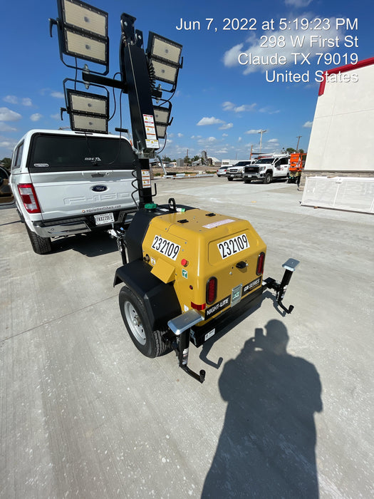 2022 Allmand NLV3GR (4) LED Light Fixture 350W, 23' Vertical Mast, 3kW Prime, Towable, Deep Sea L401, Leveling Jacks, Yanmar T4F 5.8hp