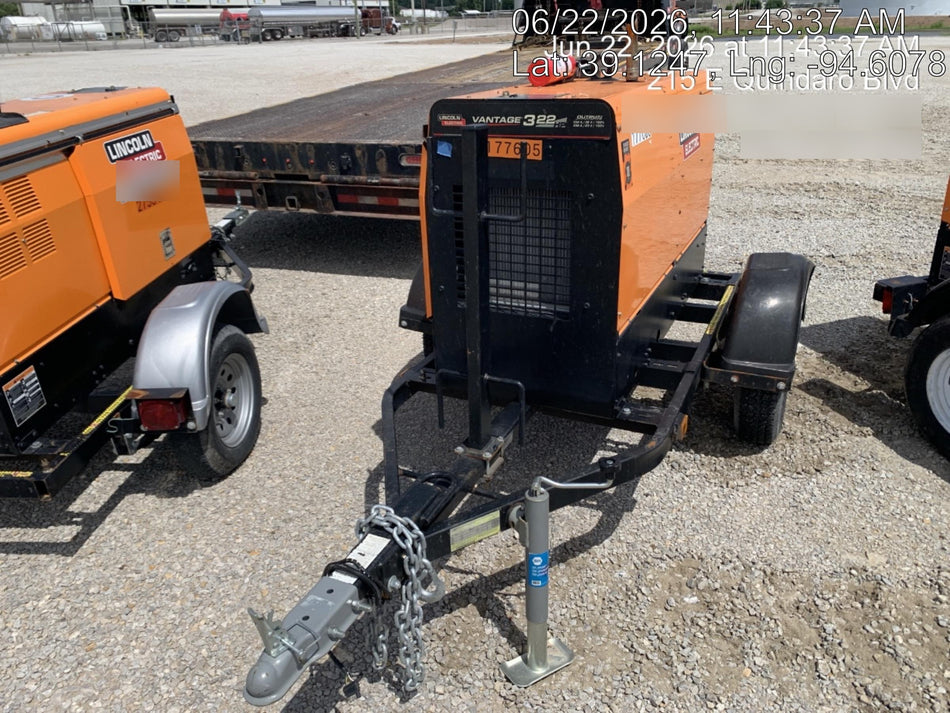 2021 Lincoln Electric Vantage 322 Vantage 322 Ready Pak 3 w/ Decals, ORANGE (includes trailer, cable rack, fender light kit) NO Telematics