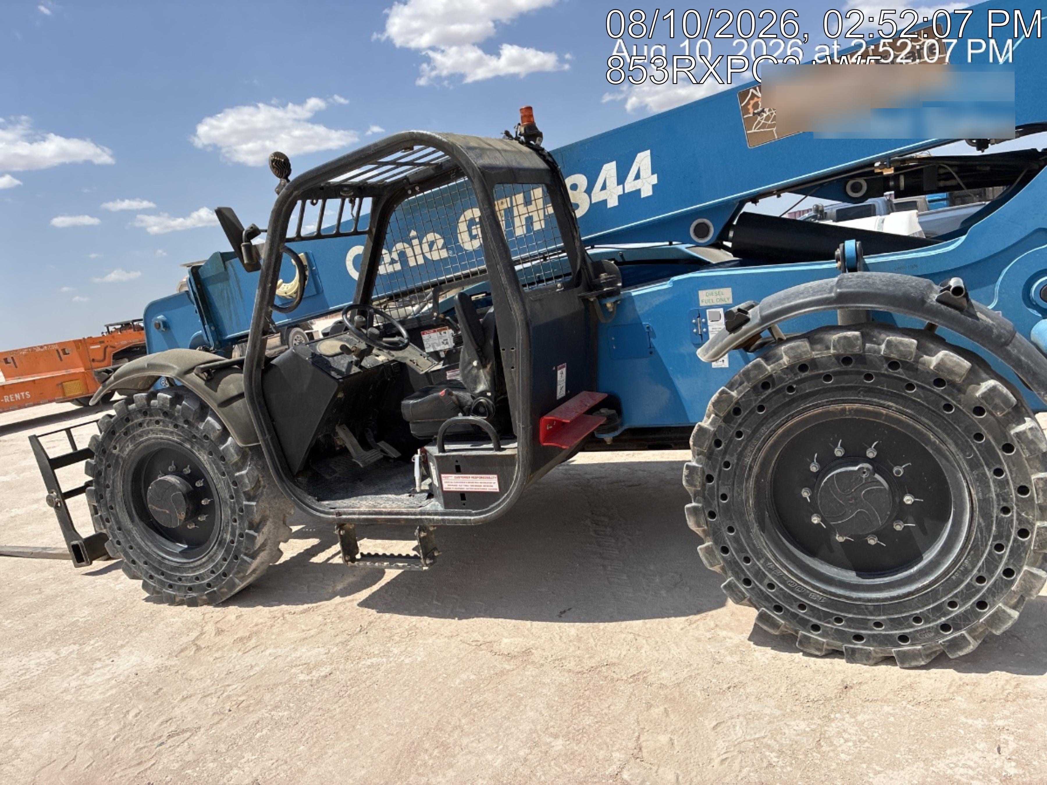 2018 Genie GTH-844 Genie GTH-844D w/Open ROPS, Solid Tires, Work Light/Beacon, 60" Carriage and Forks