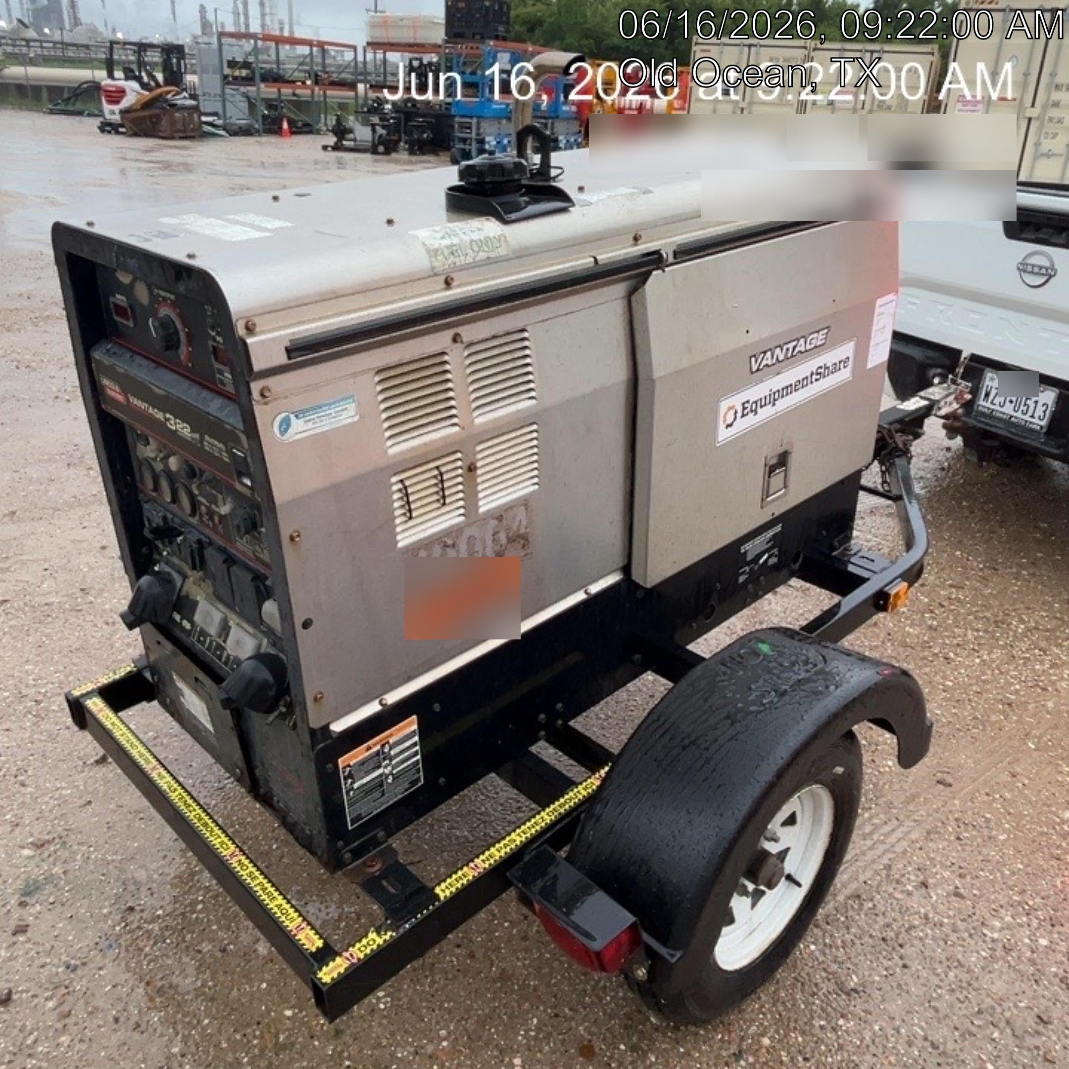 2019 Lincoln Electric Vantage 322 Ready-Pak 3, Two Wheel Trailer, Fender and Light Kit, Cable Rack