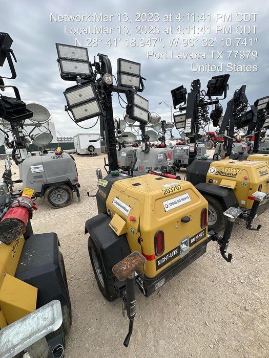 2022 Allmand NLV3GR (4) LED Light Fixture 350W, 23' Vertical Mast, 3kW Prime, Towable, Deep Sea L401, Leveling Jacks, Yanmar T4F 5.8hp