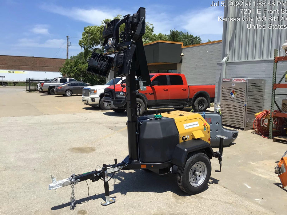 2022 Allmand NLV3GR (4) LED Light Fixture 350W, 23' Vertical Mast, 3kW Prime, Towable, Deep Sea L401, Leveling Jacks, Yanmar T4F 5.8hp